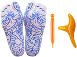 Reflexology Socks Set,Reflexology Socks with Massage Tool,Foot Relief and Acupressure Reflexology Foot Massage Socks, White
