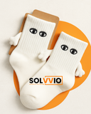Happy Handshake Socks — 3D Arms & Embroidered Eyes