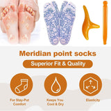Reflexology Socks Set,Reflexology Socks with Massage Tool,Foot Relief and Acupressure Reflexology Foot Massage Socks, White