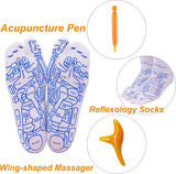 Reflexology Socks Set,Reflexology Socks with Massage Tool,Foot Relief and Acupressure Reflexology Foot Massage Socks, White